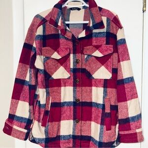 Women’s Plaid Jacket - Red and Cream